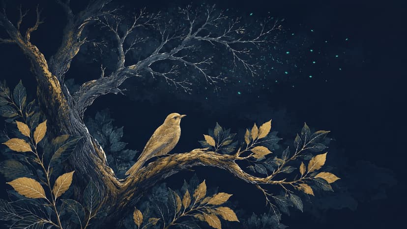 The high branch is bare; the bird sits steady on the limb that holds.