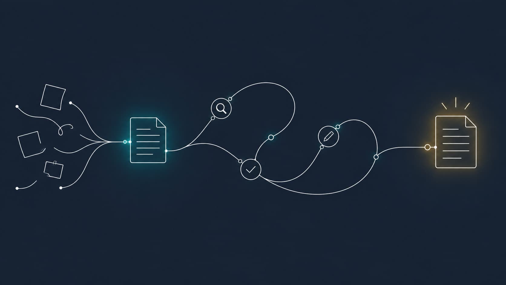 Illustration of the steps from gathering information to a usable result